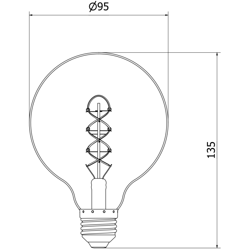 Mexen Vintis 3x żarówka filament spirala LED E27, G95, 6W, Ciepła - 2200K, 350 lm, smoke - L167-E27-0622-70x03
