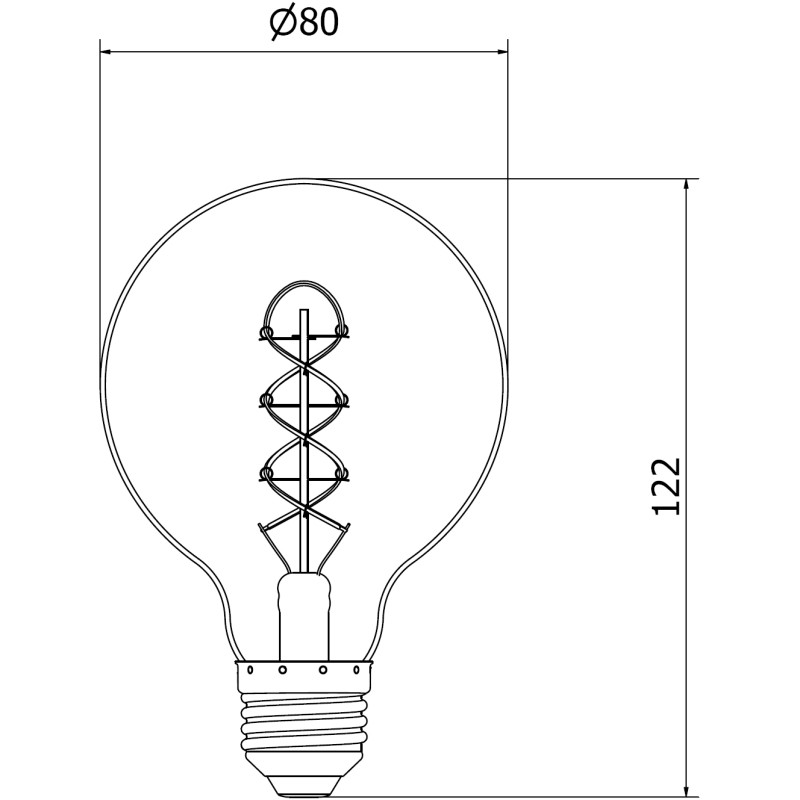 Mexen Vintis 10x żarówka filament spirala LED E27, G80, 4W, Ciepła - 2200K, 220 lm, smoke - L165-E27-0422-70x10