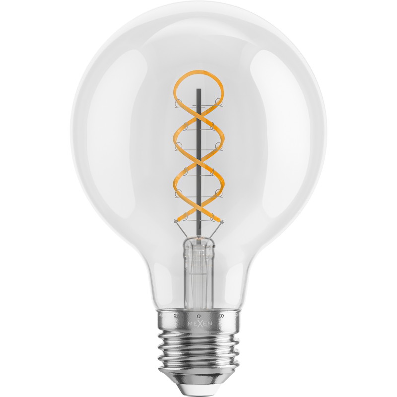 Mexen Vintis 10x żarówka filament spirala LED E27, G80, 4W, Ciepła - 2700K, 420 lm, clear - L165-E27-0427-00x10