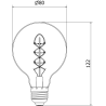 Mexen Vintis 6x żarówka filament spirala LED E27, G80, 8W, Ciepła - 2700K, 510 lm, smoke - L165-E27-0827-70x06