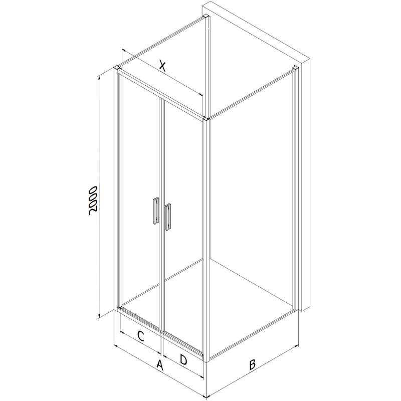 Mexen Exo-3S kabina prysznicowa 3-ścienna uchylna 100 x 85 cm, transparent, złota - 814-100-085-50-00-3S
