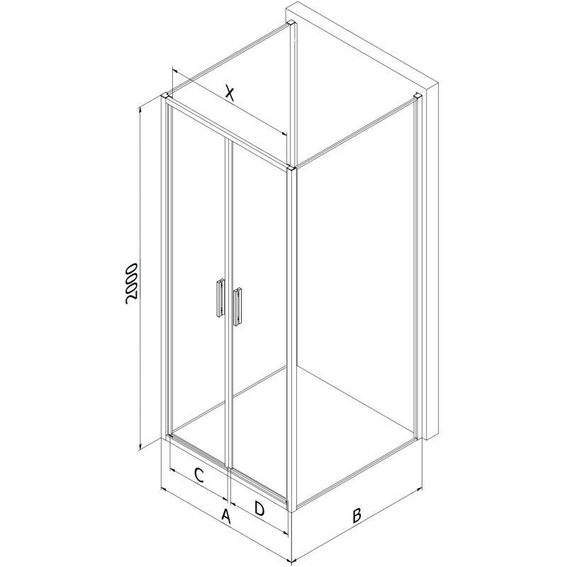 Mexen Exo-B Duo 3S kabina prysznicowa 3-ścienna uchylna 100 x 120 cm, transparent, złota - 814-100-120-50-00-3S