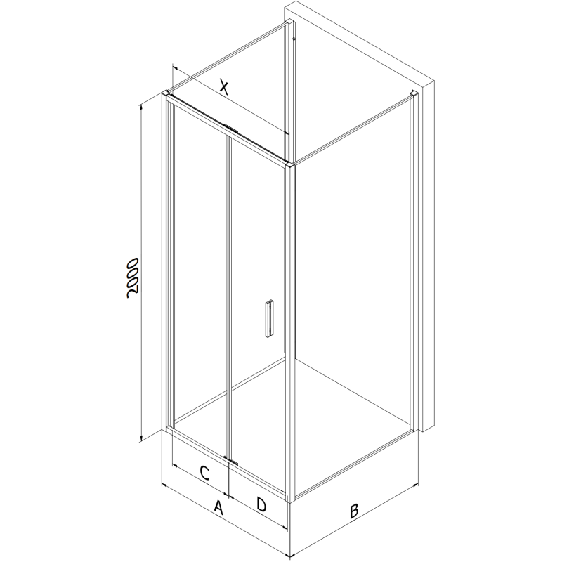 Mexen Exo-3S kabina prysznicowa 3-ścienna składana 70 x 110 cm, transparent, czarna - 816-070-110-70-00-3S