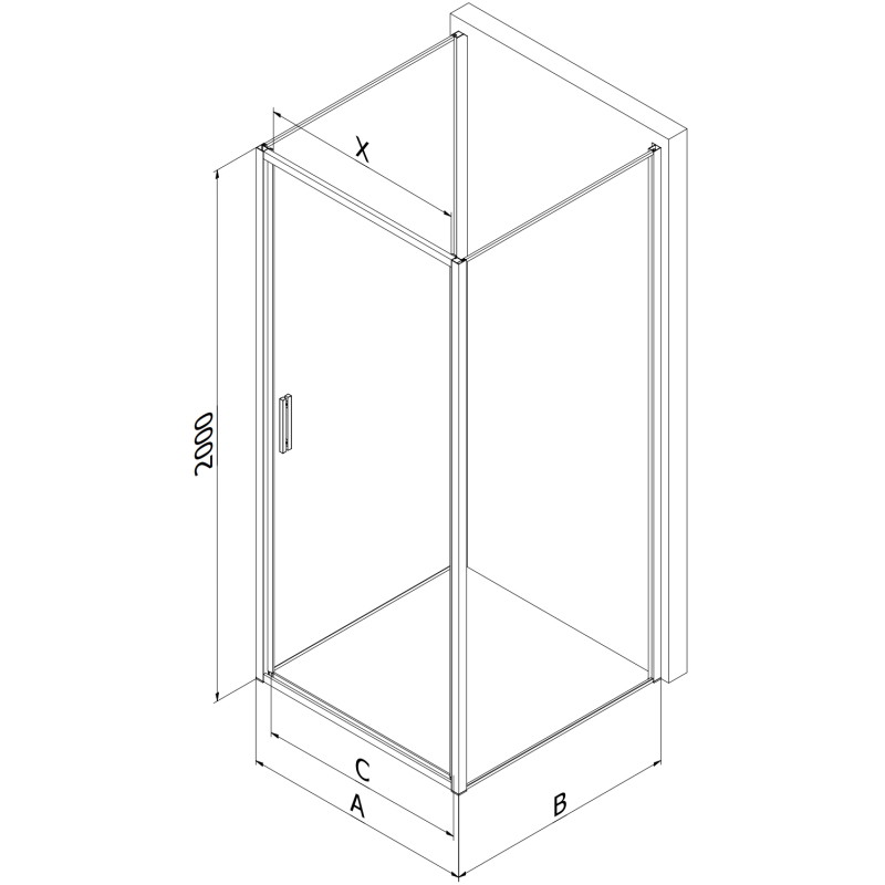 Mexen Exo-B 3S kabina prysznicowa 3-ścienna uchylna 95 x 110 cm, transparent, chrom - 817-095-110-01-00-3S