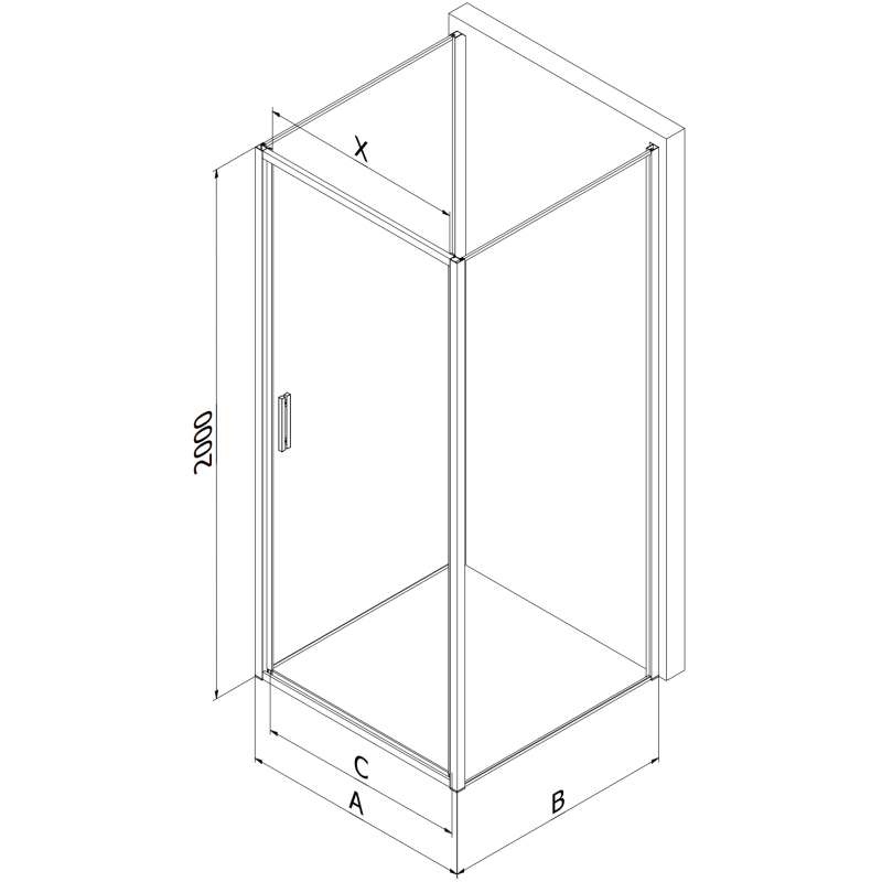 Mexen Exo-3S kabina prysznicowa 3-ścienna uchylna 100 x 95 cm, transparent, złota - 817-100-095-50-00-3S