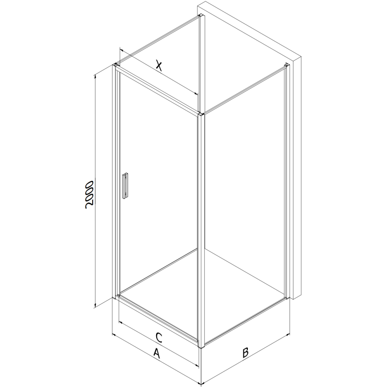 Mexen Exo-3S kabina prysznicowa 3-ścienna uchylna 90 x 110 cm, transparent, złota - 817-090-110-50-00-3S
