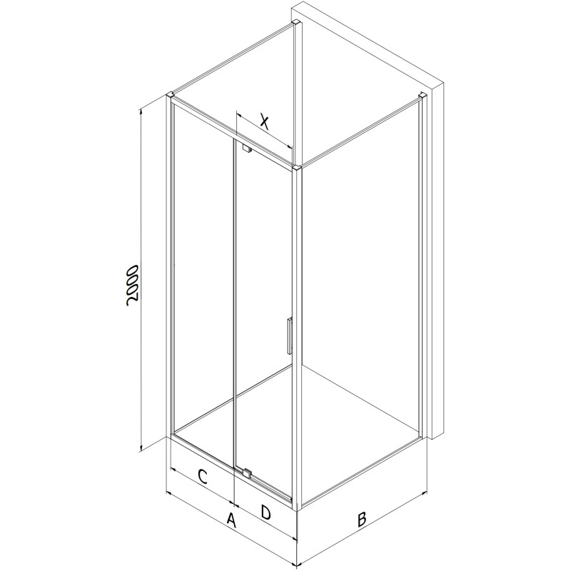 Mexen Exo-R 3S kabina prysznicowa 3-ścienna uchylna 120 x 90 cm, transparent, chrom - 819-120-090-01-00-3S