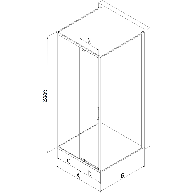 Mexen Exo-3S kabina prysznicowa 3-ścienna uchylna 155 x 90 cm, transparent, chrom - 819-155-090-01-00-3S