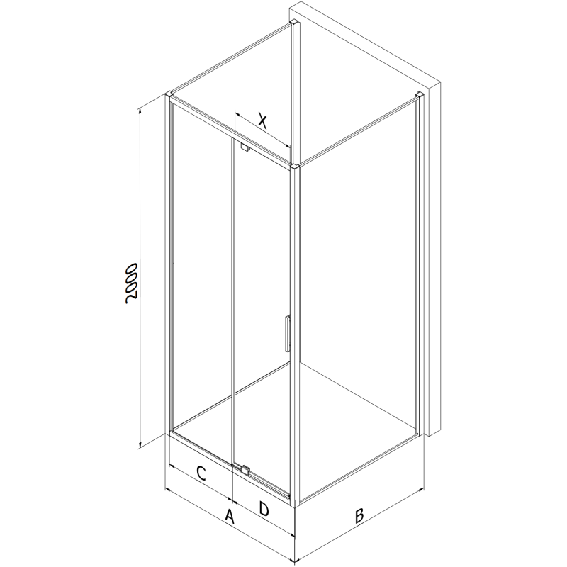 Mexen Exo-3S kabina prysznicowa 3-ścienna uchylna 135 x 70 cm, transparent, złota - 819-135-070-50-00-3S