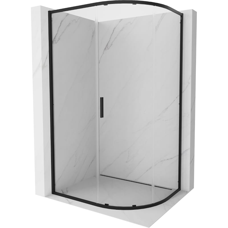Mexen Exo kabina prysznicowa półokrągła asymetryczna rozsuwana 120 x 80 cm, transparent, czarna - 8131-120-080-70-00