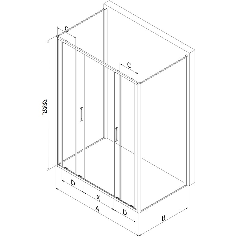 Mexen Exo-S Duo 3S kabina prysznicowa 3-ścienna rozsuwana 180 x 90 cm, transparent, chrom - 8152-180-090-01-00-3S