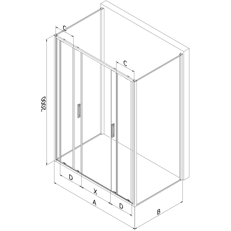 Mexen Exo-3S kabina prysznicowa 3-ścienna rozsuwana 140 x 95 cm, transparent, chrom - 8152-140-095-01-00-3S