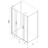 Mexen Exo-3S kabina prysznicowa 3-ścienna rozsuwana 170 x 100 cm, transparent, chrom - 8152-170-100-01-00-3S