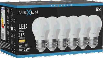 Mexen Nova 6x żarówka LED E27, G45, 3W, Ciepła - 3000K, 315 lm - L101-E27-0330-01x06