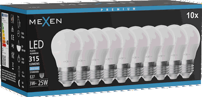 Mexen Nova 10x żarówka LED E27, G45, 3W, Zimna - 6500K, 315 lm - L101-E27-0365-01x10