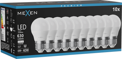Mexen Nova 10x żarówka LED E27, G45, 6W, Neutralna - 4000K, 630 lm - L101-E27-0640-01x10