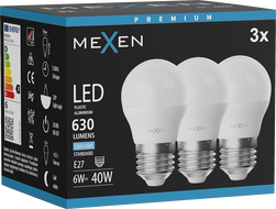 Mexen Nova 3x żarówka LED E27, G45, 6W, Zimna - 6500K, 630 lm - L101-E27-0665-01x03