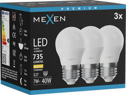 Mexen Nova 3x żarówka LED E27, G45, 7W, Ciepła - 3000K, 735 lm - L101-E27-0730-01x03