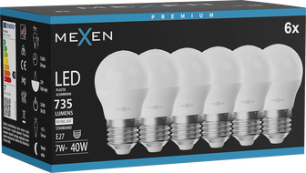 Mexen Nova 6x żarówka LED E27, G45, 7W, Neutralna - 4000K, 735 lm - L101-E27-0740-01x06