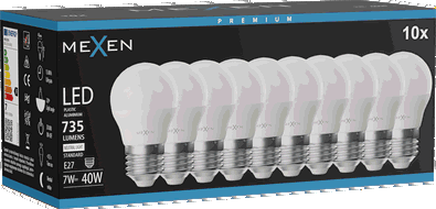 Mexen Nova 10x żarówka LED E27, G45, 7W, Neutralna - 4000K, 735 lm - L101-E27-0740-01x10