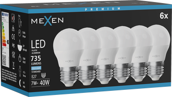 Mexen Nova 6x żarówka LED E27, G45, 7W, Zimna - 6500K, 735 lm - L101-E27-0765-01x06