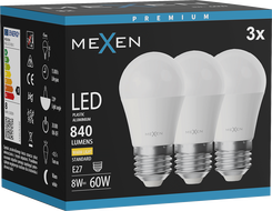 Mexen Nova 3x żarówka LED E27, G45, 8W, Ciepła - 3000K, 840 lm - L101-E27-0830-01x03
