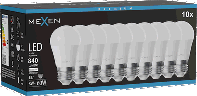 Mexen Nova 10x żarówka LED E27, G45, 8W, Neutralna - 4000K, 840 lm - L101-E27-0840-01x10