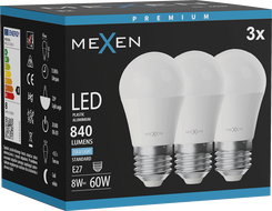 Mexen Nova 3x żarówka LED E27, G45, 8W, Zimna - 6500K, 840 lm - L101-E27-0865-01x03