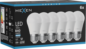 Mexen Nova 6x żarówka LED E27, G45, 8W, Zimna - 6500K, 840 lm - L101-E27-0865-01x06