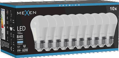 Mexen Nova 10x żarówka LED E27, G45, 8W, Zimna - 6500K, 840 lm - L101-E27-0865-01x10