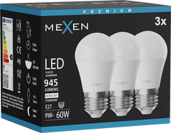 Mexen Nova 3x żarówka LED E27, G45, 9W, Neutralna - 4000K, 945 lm - L101-E27-0940-01x03