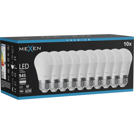 Mexen Nova 10x żarówka LED E27, G45, 9W, Neutralna - 4000K, 945 lm - L101-E27-0940-01x10