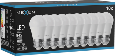 Mexen Nova 10x żarówka LED E27, G45, 9W, Neutralna - 4000K, 945 lm - L101-E27-0940-01x10