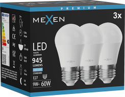Mexen Nova 3x żarówka LED E27, G45, 9W, Zimna - 6500K, 945 lm - L101-E27-0965-01x03