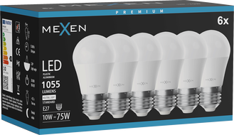 Mexen Nova 6x żarówka LED E27, G45, 10W, Neutralna - 4000K, 1055 lm - L101-E27-1040-01x06