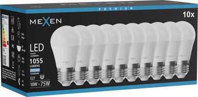 Mexen Nova 10x żarówka LED E27, G45, 10W, Zimna - 6500K, 1055 lm - L101-E27-1065-01x10