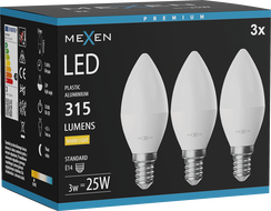 Mexen Nova 3x żarówka LED E14, C37, 3W, Ciepła - 3000K, 315 lm - L102-E14-0330-01x03
