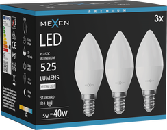 Mexen Nova 3x żarówka LED E14, C37, 5W, Neutralna - 4000K, 525 lm - L102-E14-0540-01x03