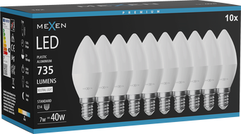 Mexen Nova 10x żarówka LED E14, C37, 7W, Neutralna - 4000K, 735 lm - L102-E14-0740-01x10