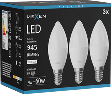 Mexen Nova 3x żarówka LED E14, C37, 9W, Neutralna - 4000K, 945 lm - L102-E14-0940-01x03