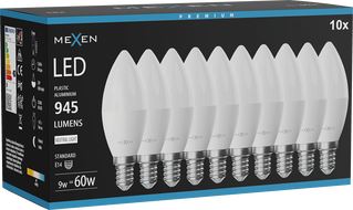 Mexen Nova 10x żarówka LED E14, C37, 9W, Neutralna - 4000K, 945 lm - L102-E14-0940-01x10