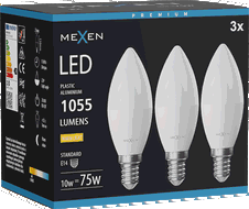 Mexen Nova 3x żarówka LED E14, C37, 10W, Ciepła - 3000K, 1055 lm - L102-E14-1030-01x03
