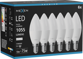 Mexen Nova 6x żarówka LED E14, C37, 10W, Neutralna - 4000K, 1055 lm - L102-E14-1040-01x06