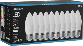 Mexen Nova 10x żarówka LED E27, C37, 5W, Neutralna - 4000K, 525 lm - L102-E27-0540-01x10