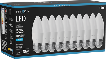 Mexen Nova 10x żarówka LED E27, C37, 5W, Zimna - 6500K, 525 lm - L102-E27-0565-01x10