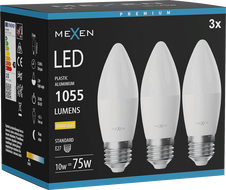 Mexen Nova 3x żarówka LED E27, C37, 10W, Ciepła - 3000K, 1055 lm - L102-E27-1030-01x03