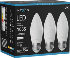 Mexen Nova 3x żarówka LED E27, C37, 10W, Neutralna - 4000K, 1055 lm - L102-E27-1040-01x03