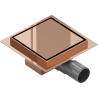 Mexen Flat-Q M13 wpust podłogowy kwadratowy 12 x 12 cm, różowe złoto - 1610012