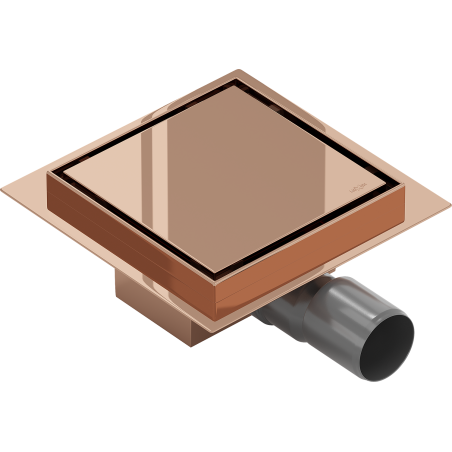 Mexen Flat-Q M13 wpust podłogowy kwadratowy 15 x 15 cm, różowe złoto - 1610015