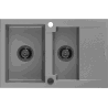 Mexen Gaspar zlewozmywak granitowy 1,5-komorowy z ociekaczem 737 x 475 mm, szary, syfon czarny - 6507731505-71-B